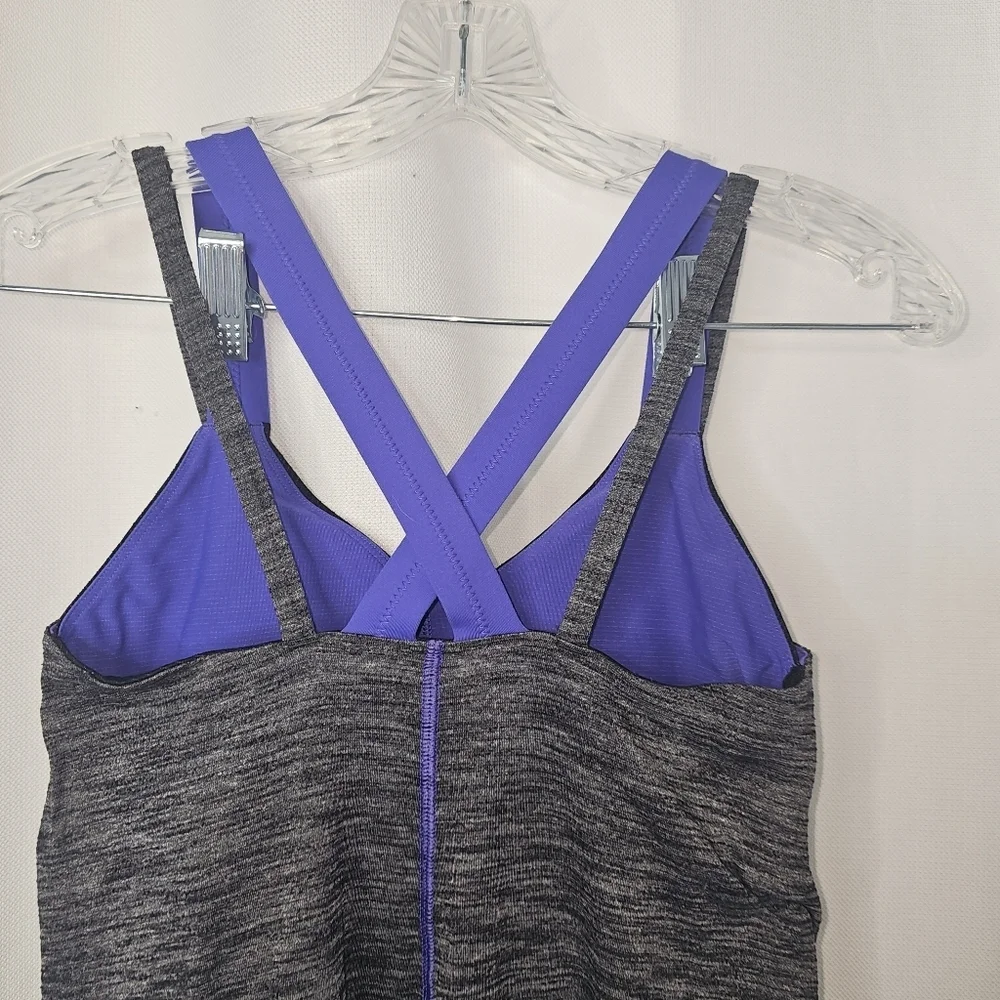 Lululemon Tank Top Womens 6 Heathered Black Purple Athletic Racerback Yoga